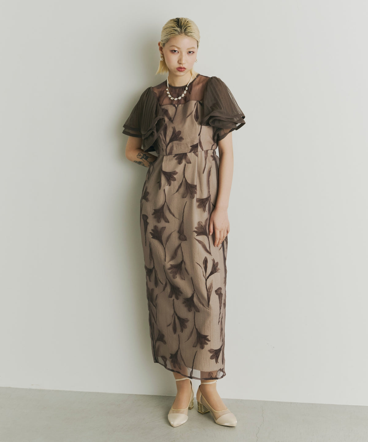 Circurar sleeve flower dress(9561-1) – ALTIERA