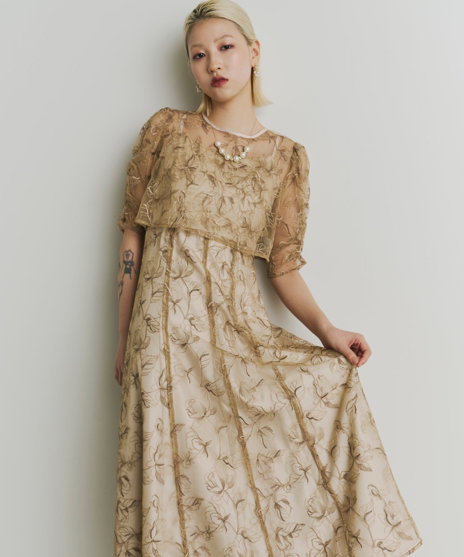flower lace 2piece dress(0402-149) – ALTIERA