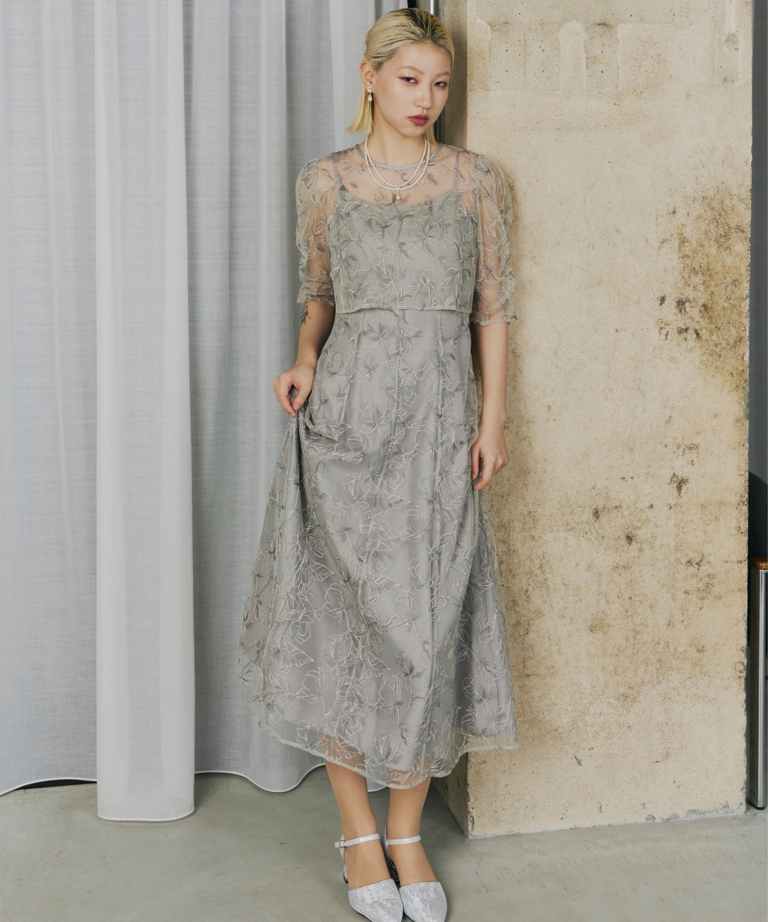 flower lace 2piece dress(0402-149) – ALTIERA