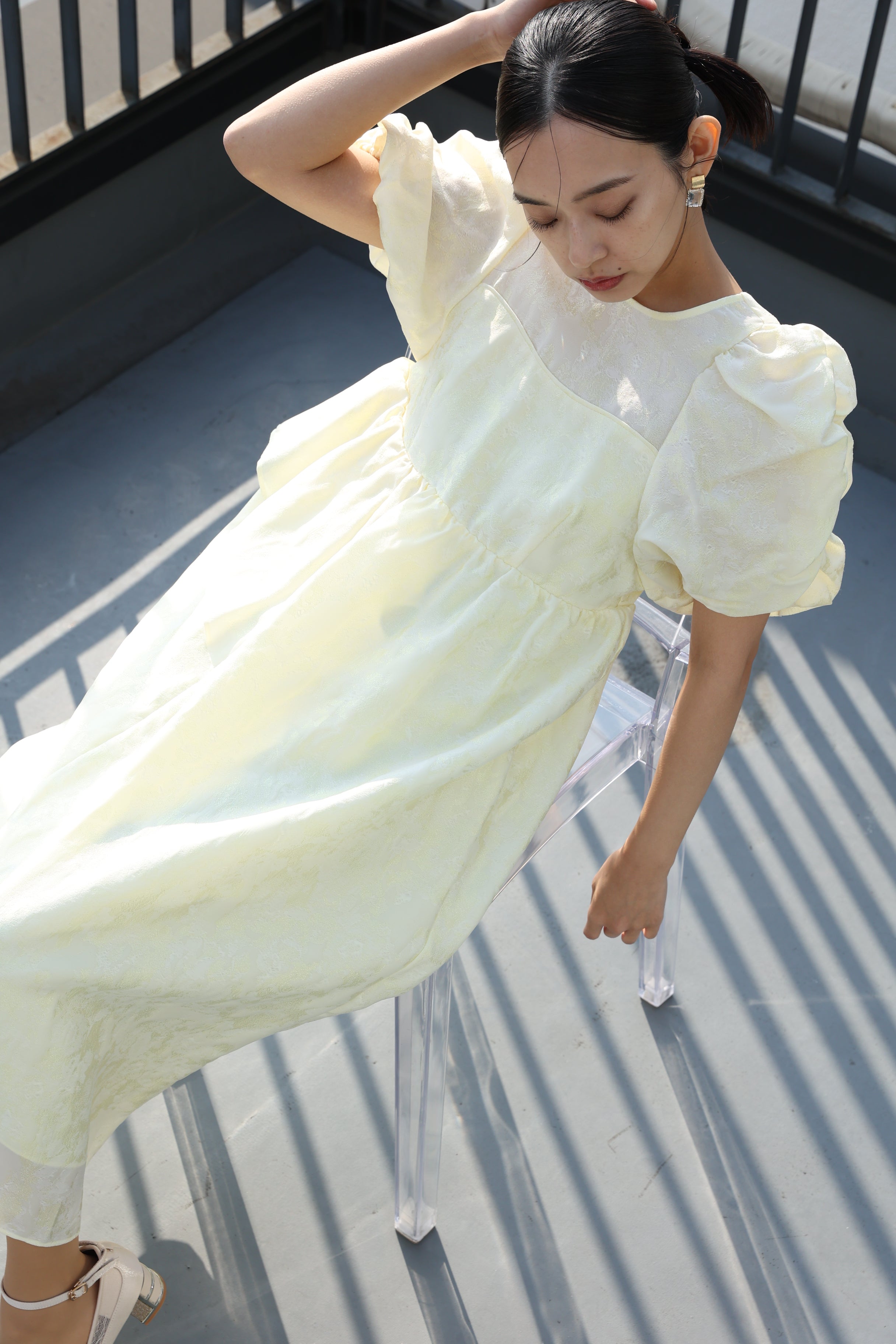 bubble sleeve jacquard dress (2383‐50251) – ALTIERA