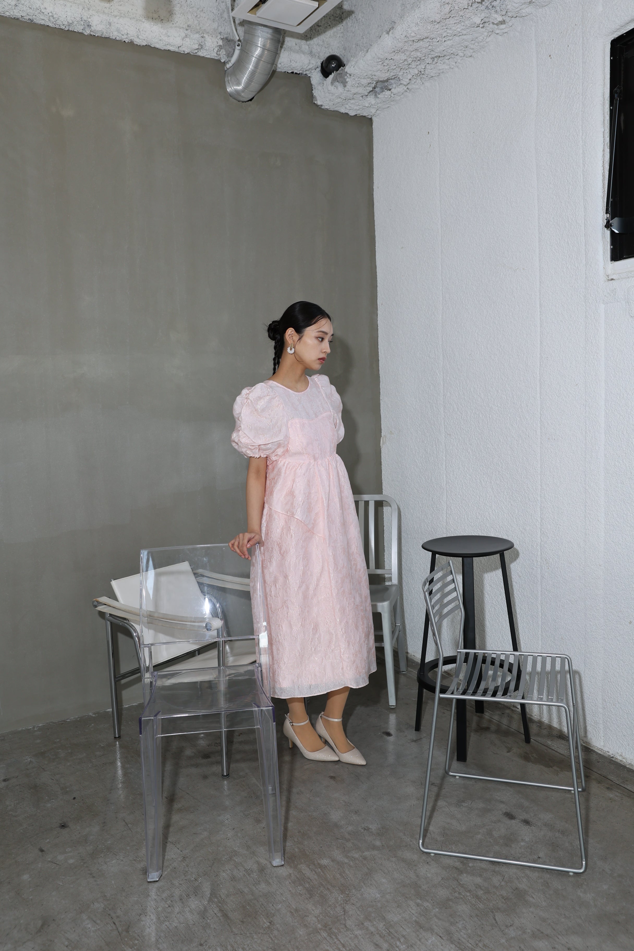 4/2(木)AM10:00～販売スタート bubble sleeve jacquard dress (2383