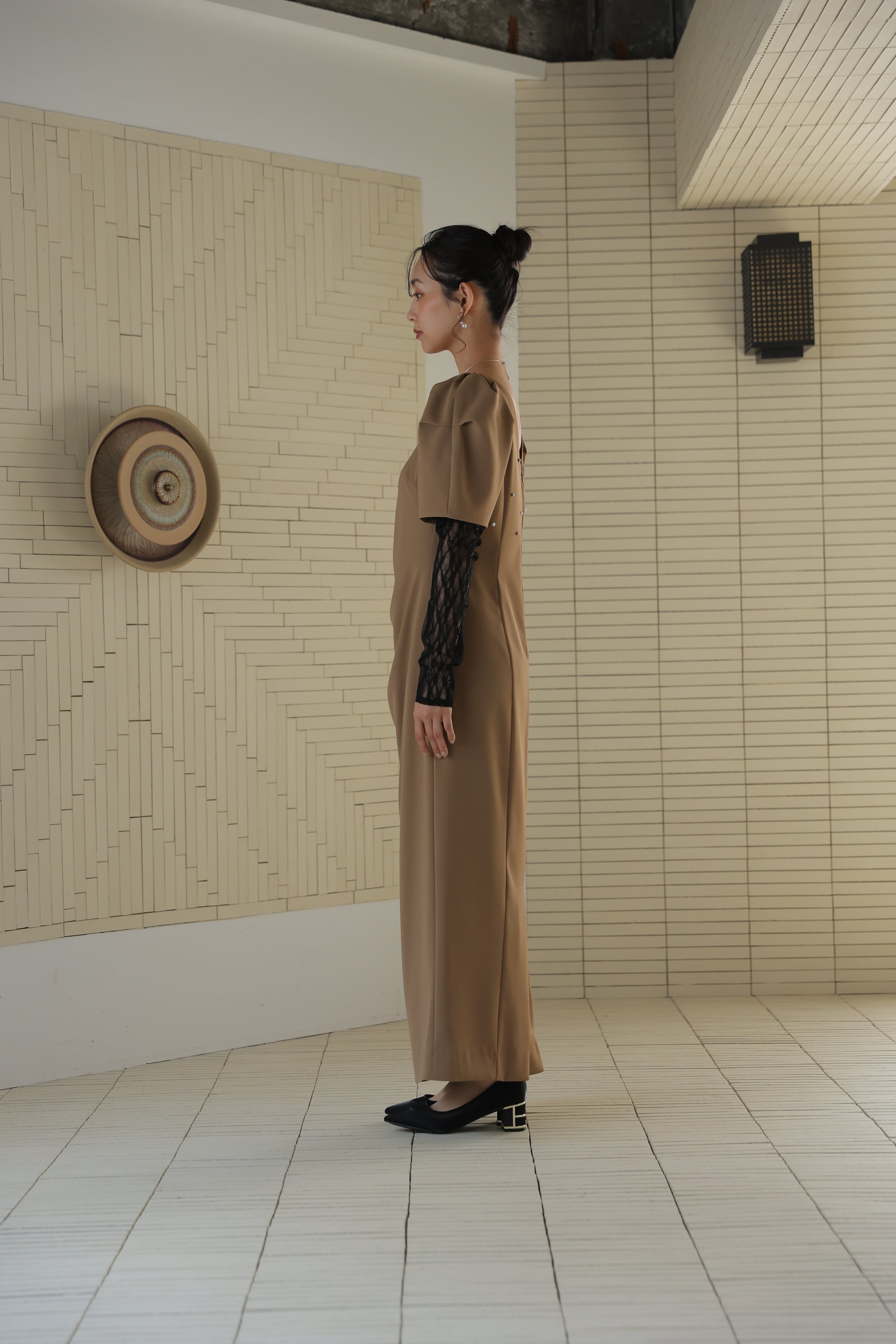 lace arm drape dress(2383‐50284) – ALTIERA