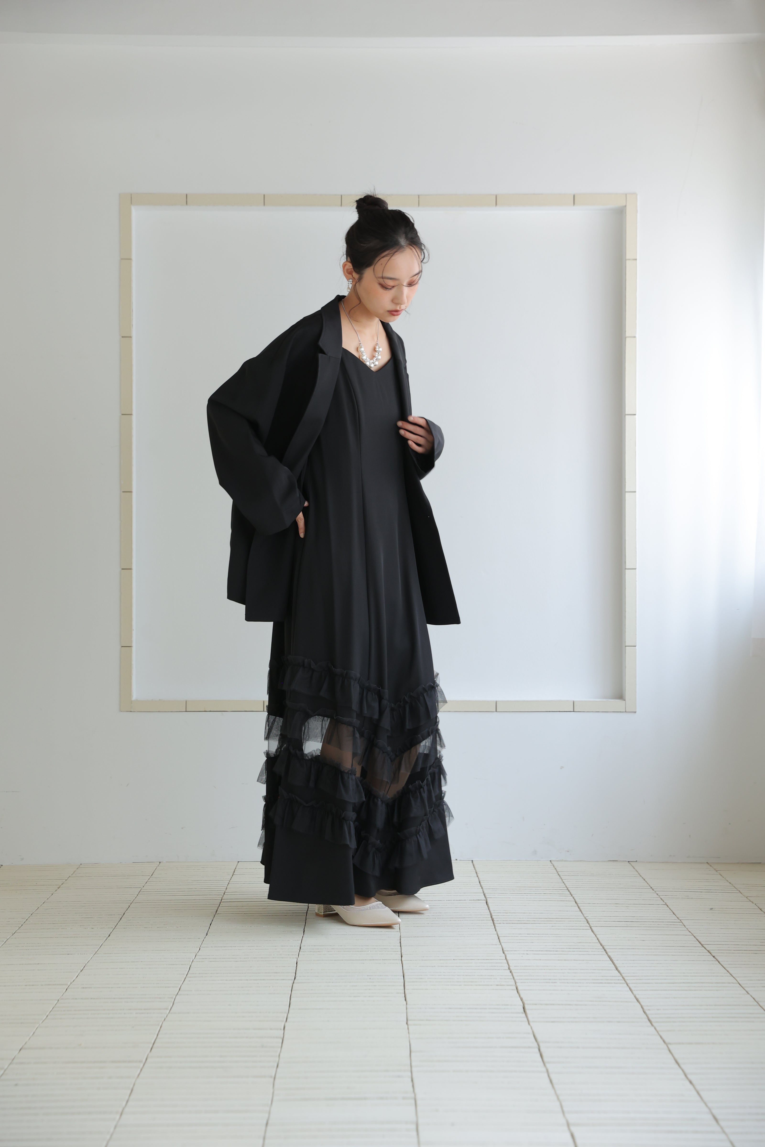 Transparent hem setup dress(934-1)