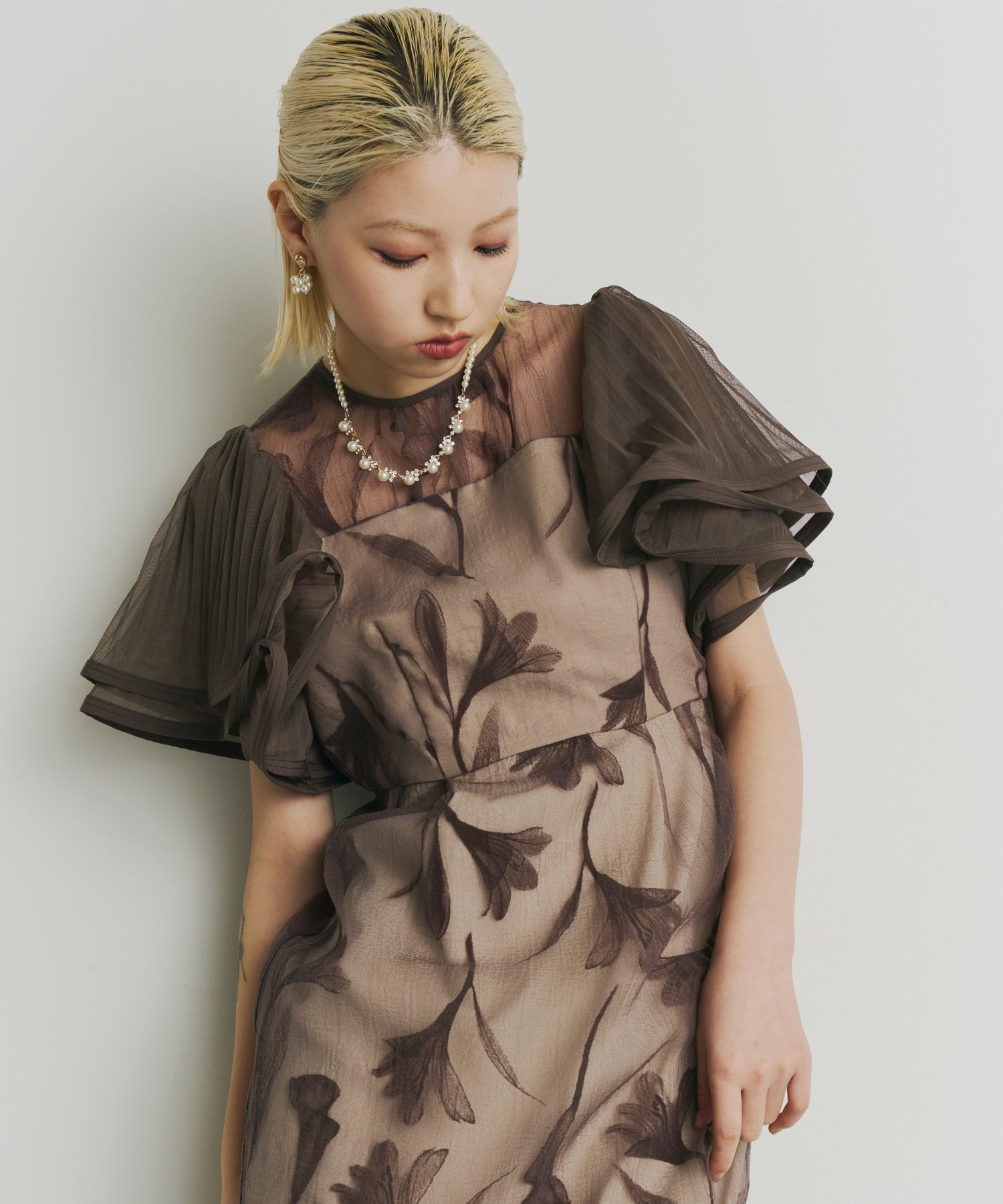 Circurar sleeve flower dress(9561-1) – ALTIERA