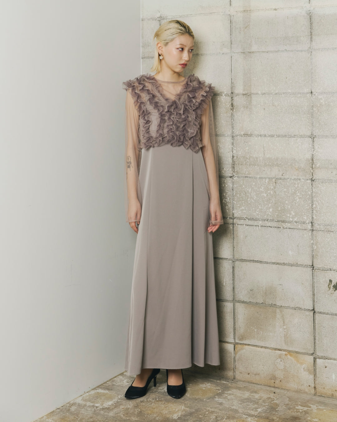 raffle tulle layered dress(913-1)
