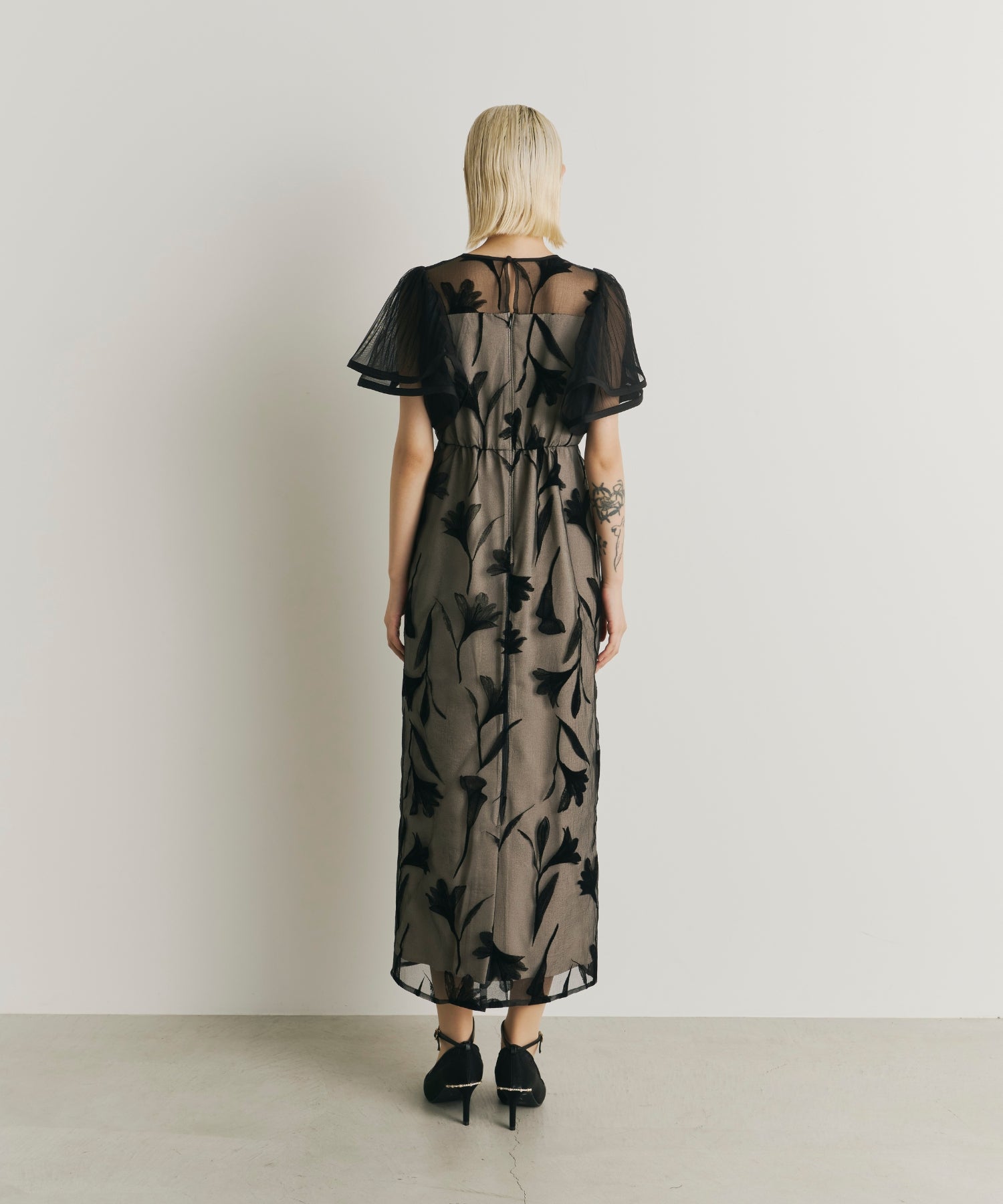 Circurar sleeve flower dress(9561-1) – ALTIERA