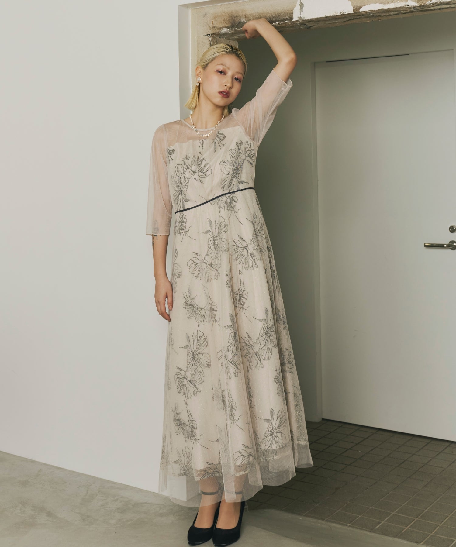 geometry flower lace dress