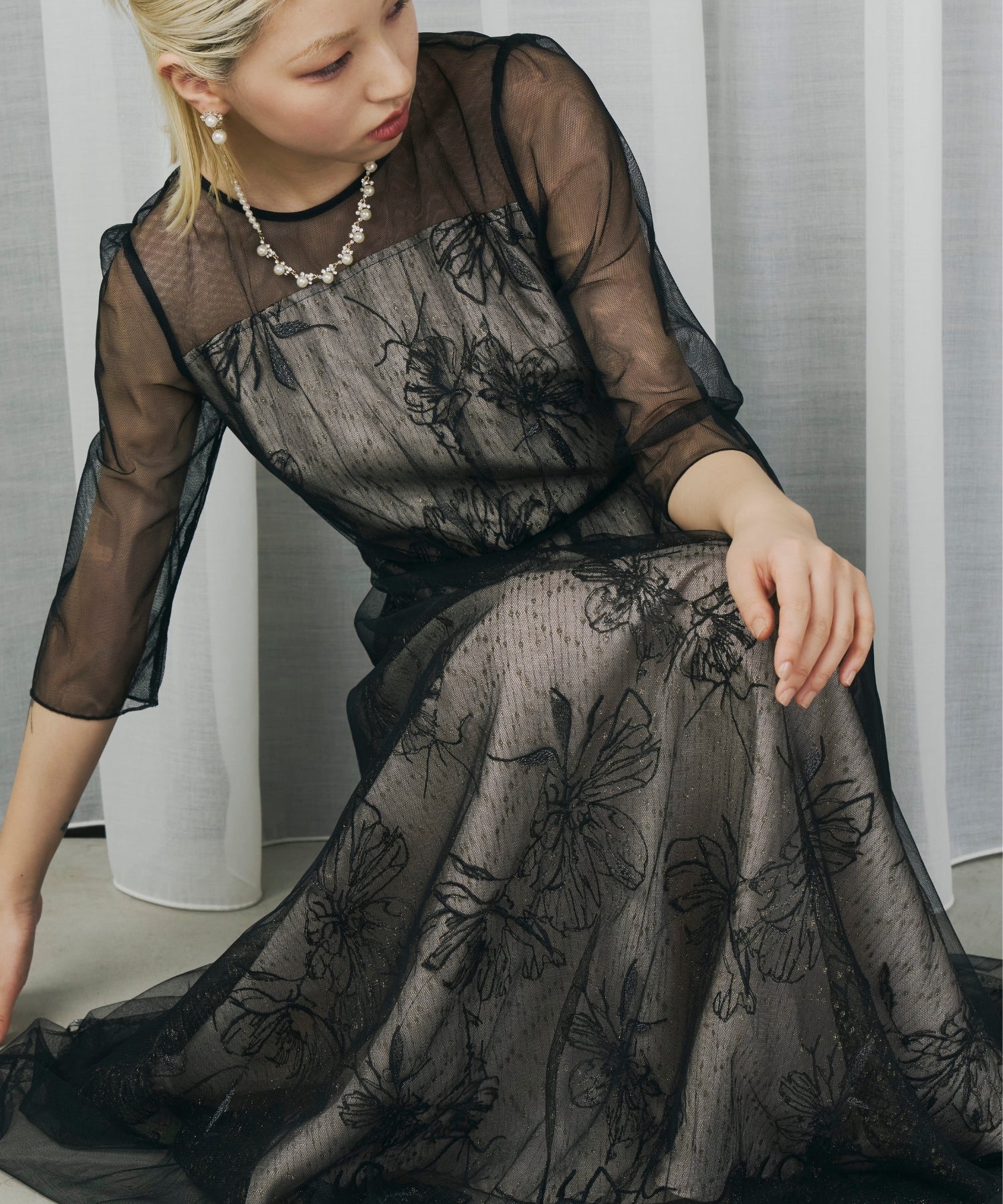 geometry flower lace dress(0402-145) – ALTIERA